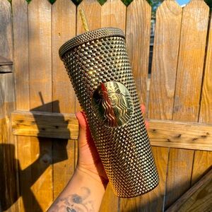 💕💖 BRAND NEW STARBUCKS Gold Bling / Studded Plastic Cold Cup ✨🌟💕💗
